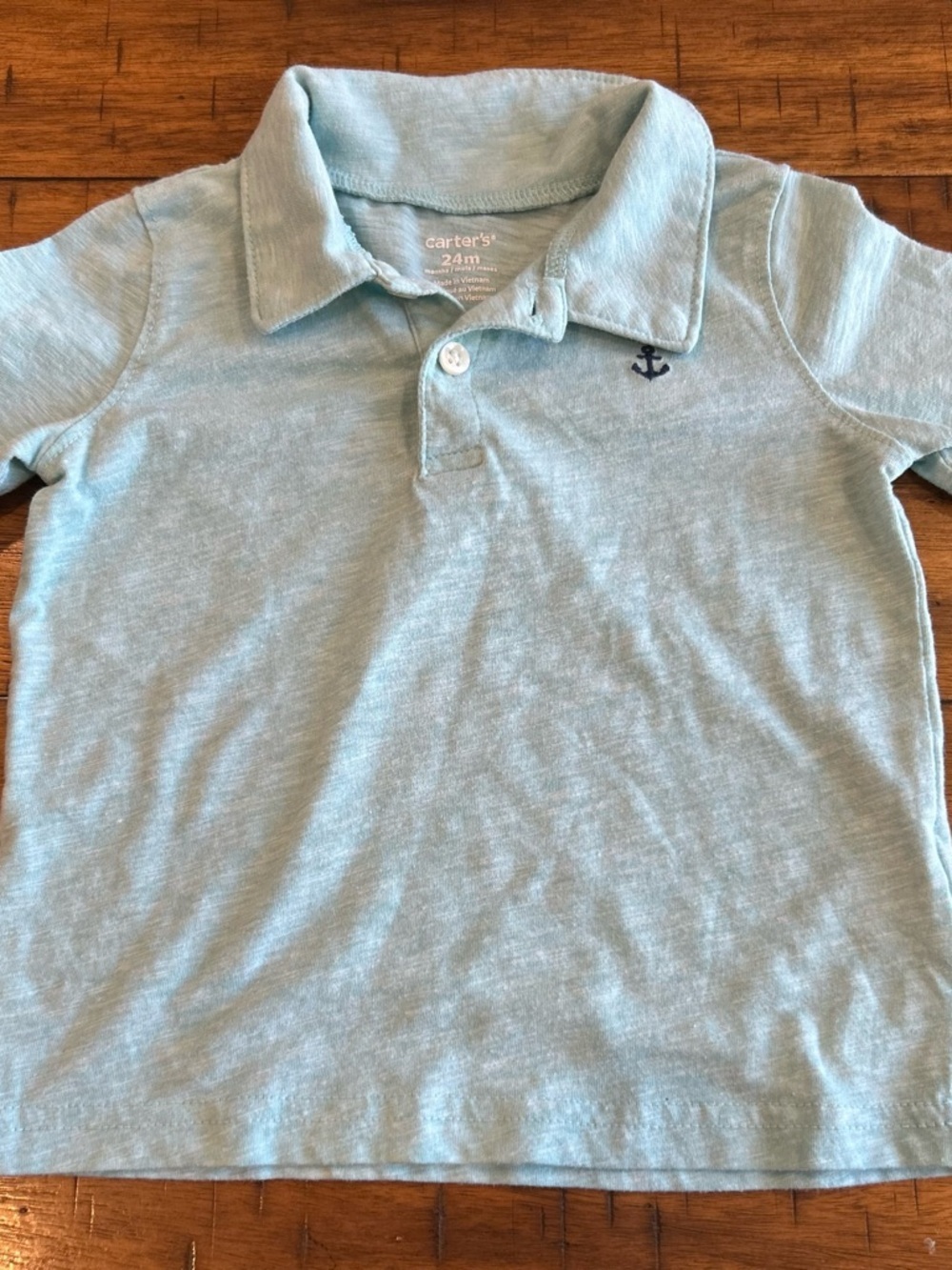Carter's Seafoam Blue Polo with Navy Anchor